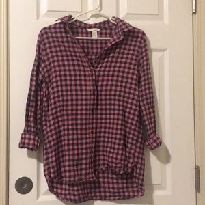 H&M Woman’s Pink And Black Plaid Flannel